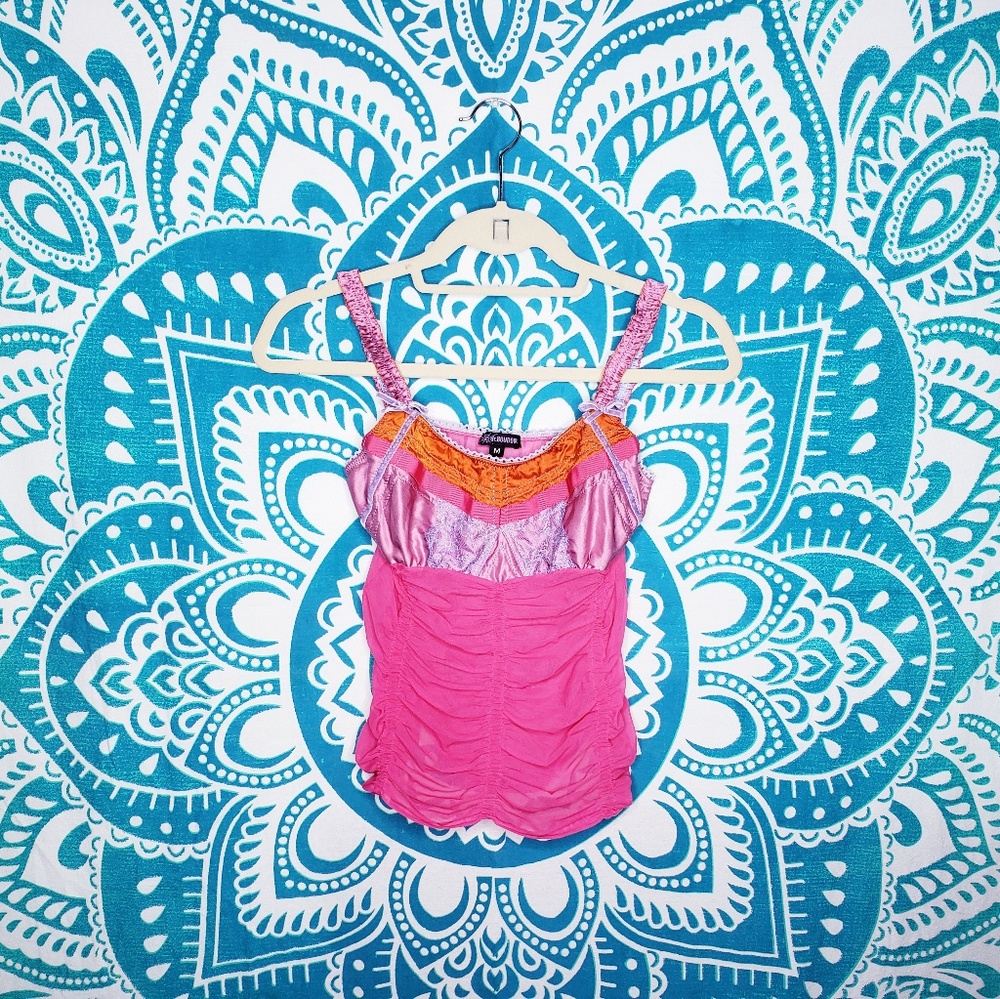 Mesh Silk Top MEDIUM Dr. BOUDOIR Pink NWOT RARE